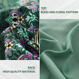 Boho Green Comforter Set Queen Size,8 Piece Bed in a Bag Bohemian Striped Bedding Quilt Set,Dark green Paisley Floral Comforter and Sheet Set,Soft Microfiber Complete Bedding Sets for All Season Cottolester