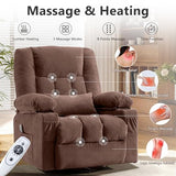 Swivel Rocker Recliner Chair with Vibration Massage and Heat Ergonomic Lounge Chair for Living Room with Rocking Function and Side Pocket, 2 Cup Holders, USB Charge Port