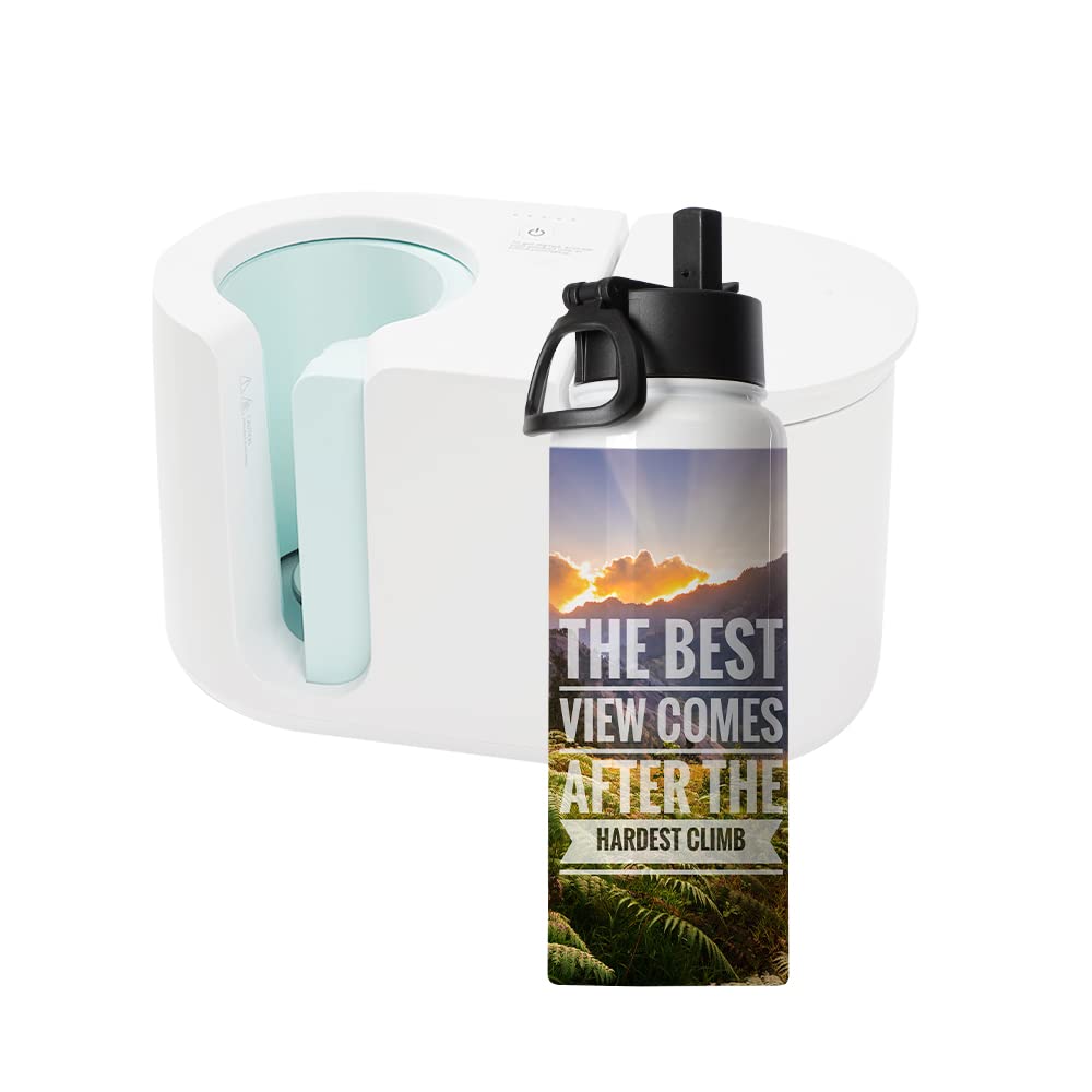 PYD Life 4 Pack Sublimation Water Bottle Blanks Sports Tumbler Cups White 30 OZ Wide Mouth Stainless Steel Vacuum Flask with Straw and Portable Handle for Cricut Mug Press Tumbler Press Print PYD Life