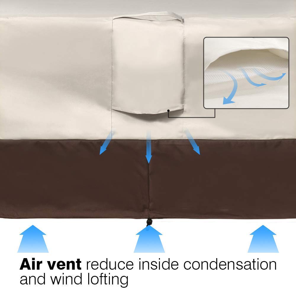 VAILGE 2-Seater Heavy Duty Patio Deep Bench Loveseat Cover,100% Waterproof Outdoor Deep Sofa Cover, Lawn Patio Furniture Covers with Air Vent, Medium (Deep), Beige & Brown Vailge