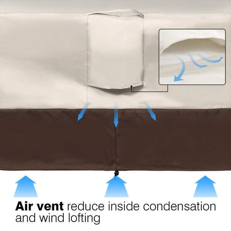 VAILGE 2-Seater Heavy Duty Patio Deep Bench Loveseat Cover,100% Waterproof Outdoor Deep Sofa Cover, Lawn Patio Furniture Covers with Air Vent, Medium (Deep), Beige & Brown Vailge