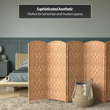 Red Lantern 4 ft. Short Diamond Weave Fiber Folding Screen - Natural - 8 Panel Red Lantern