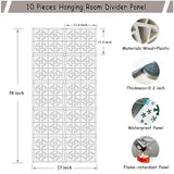 Lchen Hanging Room Divider,10 Pieces Wood-Plastic Hanging Panels 0.2“Thick Screen Panel for Living Room Bedroom Home Decoration(FY,11.4"X11.4") Lchen