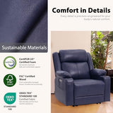 EONIX Wall Hugger Recliner for Small Space, Real Zero Clearance Power Recliner, Lazy Boy Recliner Chair with Cup Holders for RV, Living Room, Bedroom, SXXY011990, Navy Blue