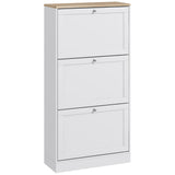 HOMCOM Slim Shoe Cabinet for Entryway, Modern Hidden Shoe Storage Cabinet with 3 Flip Drawers and Adjustable Shelves for 18 Pairs of Shoes, White HOMCOM