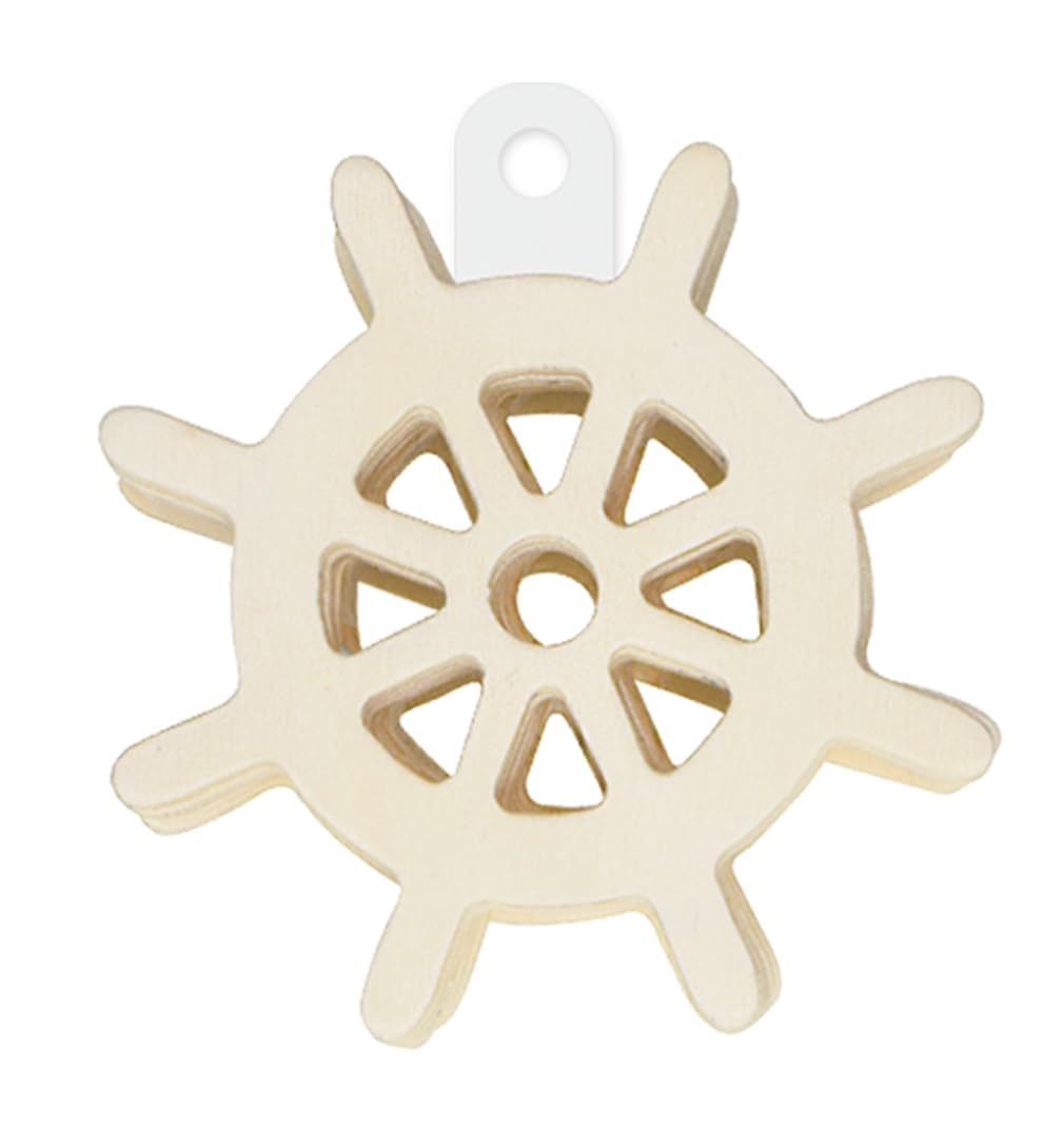 Craft Supply Nautical Ship's Wheel Wood Cutouts - Miniature Shape Natural Unpainted (3 Inches)- Set of 12, Brown, WS224O Craft Supply