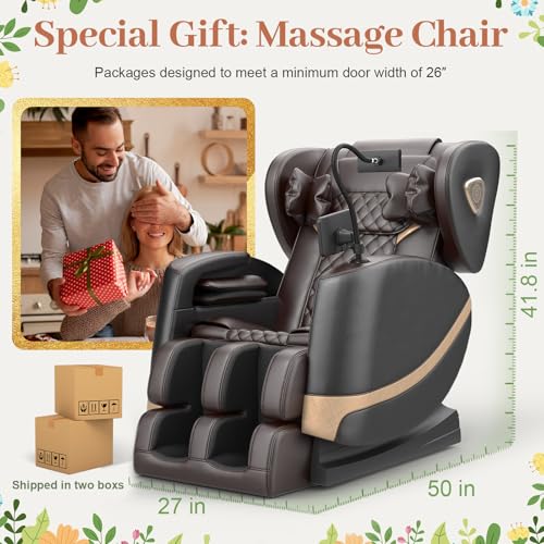 FURNIMAT 2026 Massage Chair Full Body, Zero Gravity Massage Chair with 10 Fix Rollers, Airbags, Heating, Foot Massage, Auto Modes, Bluetooth Speaker, Smart Screen Controller(Premium Version)