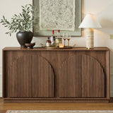 win2win Fluted Sideboard Buffet Cabinet with Storage, 65" Mid Century Modern Accent Cabinet with Double-Layered Arch Doors,Wood Media TV Console Table Credenza for Living Room Hallway Entryway,Walnut win2win
