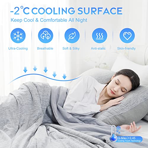 CHOSHOME Cooling Comforter Twin Size, Cooling Blanket for Hot Sleeper, Q-Max 0.45 Arc-Chill Cooling Fiber, Cool Soft Thin Breathable Summer Blanket for Bed, Couch, (60" x 90", Grey) CHOSHOME
