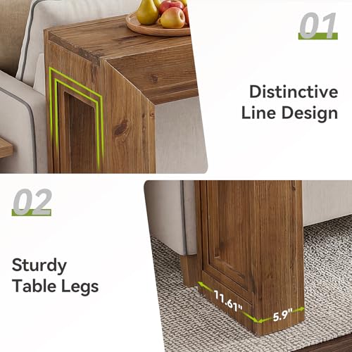 LITTLE TREE 63" Solid Wood Console Table, Narrow Entryway Table for Entrance, Rustic Sofa Tables Behind The Couch for Living Room, Farmhouse Wooden Foyer Hallway Storage LITTLE TREE