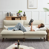 Enobala Convertible Futon Sofa Bed, 72" Loveseat Couch, Modern Folding Futon Couch with 3-Level Adjustable Backrest, Sleeper Recliner Couches for Living Room/Guest Room/Apartment/Small Spaces, Beige Enobala