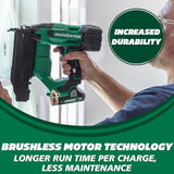 Metabo HPT 18V MultiVolt™ Cordless Brad Nailer Kit, 18 Gauge, 5/8" up to 2" Brad Nails, Includes (1) 18V 2.0Ah Lithium Ion Battery w/Fuel Gauge, Charger, Bag, Lifetime Power Tool Warranty, NT1850DFT Metabo HPT