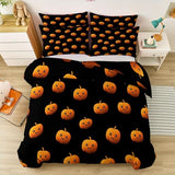 Aesthetic Duvet Cover Set Black - Single 3-Piece Double-Sided Printed Bedding with Minimalist Pumpkin Cartoon Design, Ultra-Soft Microfiber Quilt Cover with Zipper for a Calm Generic