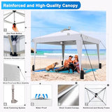 SANWAY 10x10 Pop up Canopy Tent, One-Button, Outdoor Instant Canopy Protable for Events, Camping, Parties, Vendor, Beach Tent - White SANWAY