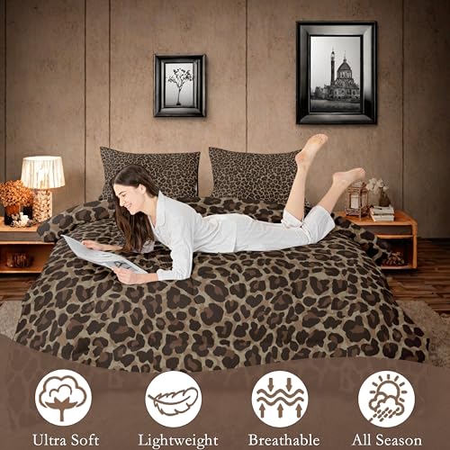 Erosebridal Leopard Print 7 Pieces Comforter Set Twin Size,Cheetah Printed Bedding Set for Women,Brown Camo Print Bed Set Includes Comforter, Sheet Set, Pillowcases & Pillow Covers for All Season Erosebridal