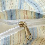 BlueBlue Stripe Duvet Cover Set Twin 100% Cotton Soft Lightweight Gauze Bedding Blue Line Stripes on White 1 Abstract Geometric Comforter Cover 2 Pillowcases (Twin) BlueBlue