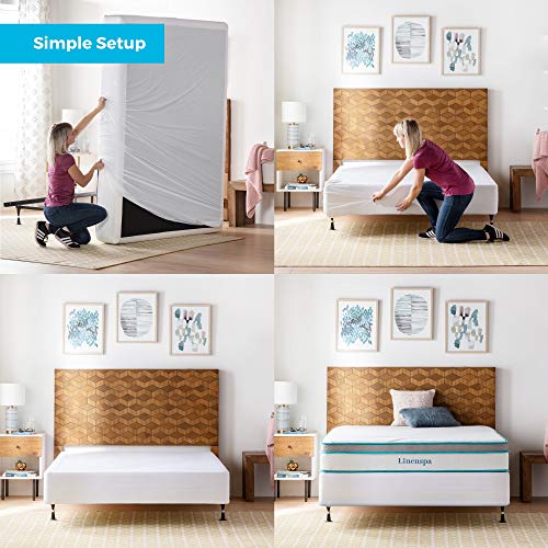 Linenspa Box Spring Encasement – Queen Size Box Spring Cover – Zippered and Waterproof Protector, Complete Protection – White Linenspa