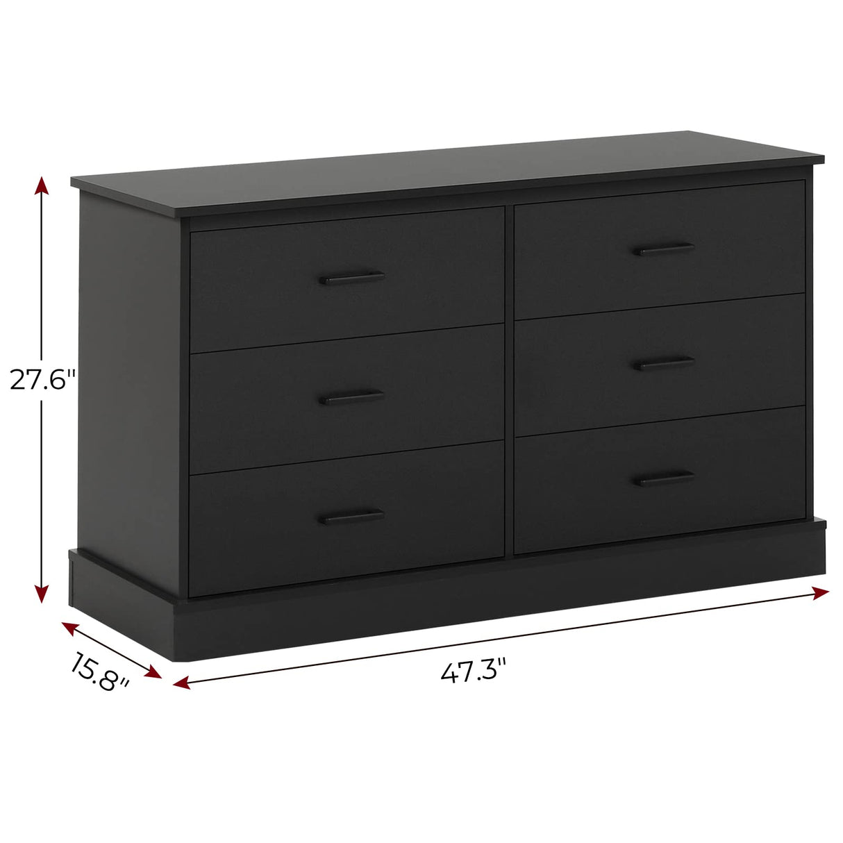 Hasuit 6 Drawer Double Dresser, Wood Storage Tower Clothes Organizer, Wide Chest of 6 Drawers, Large Storage Cabinet, Black Dresser for Bedroom, Hasuit