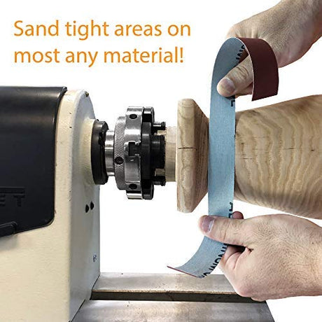 Peachtree Woodworking Supply Steel Dispenser with Multi-Roll Assorted Abrasive Rolls for Wood Turners, Wood, Metal Workers, Automotive Body Work in Assorted Grits 150, 240, 320, 400 and 600 Grit Rolls Peachtree Woodworking Supply