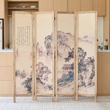 Svimi Oriental Style 4 Panel Room Divider and Folding Screen Room Divider,Freestanding Partition Screen,67″H x 64″W (Landscape, Bamboo Curtain) Svimi