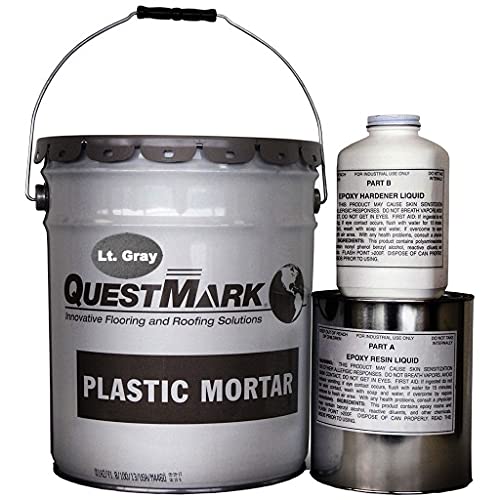 QuestMark 2105 Standard Epoxy Concrete Floor Patch and Resurfacer - 5 Gallon Unit, Light Gray - Fill and Repair Cracks, Holes, Pits and Spalling QuestMark