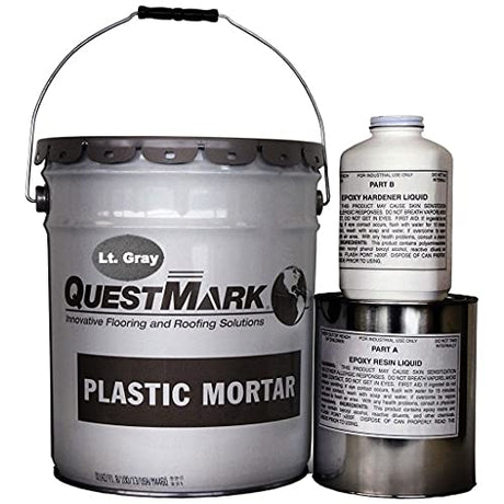 QuestMark 2105 Standard Epoxy Concrete Floor Patch and Resurfacer - 5 Gallon Unit, Light Gray - Fill and Repair Cracks, Holes, Pits and Spalling QuestMark