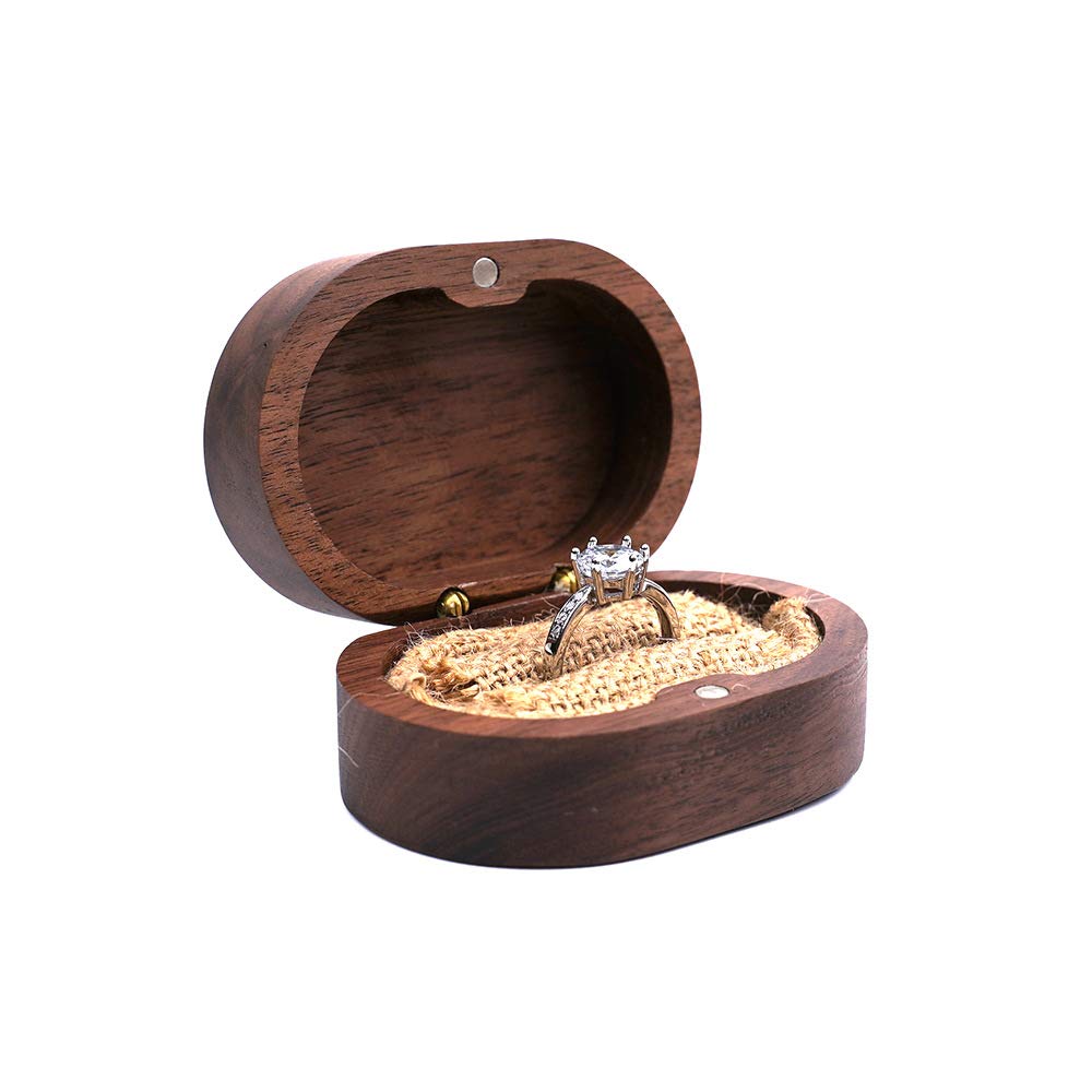 molchagar Wedding Ring Box, Wood Ring box for Proposal, Rustic Mr & Mrs Carve Engagement Ring Holder Gift for Wedding Ceremony molchagar