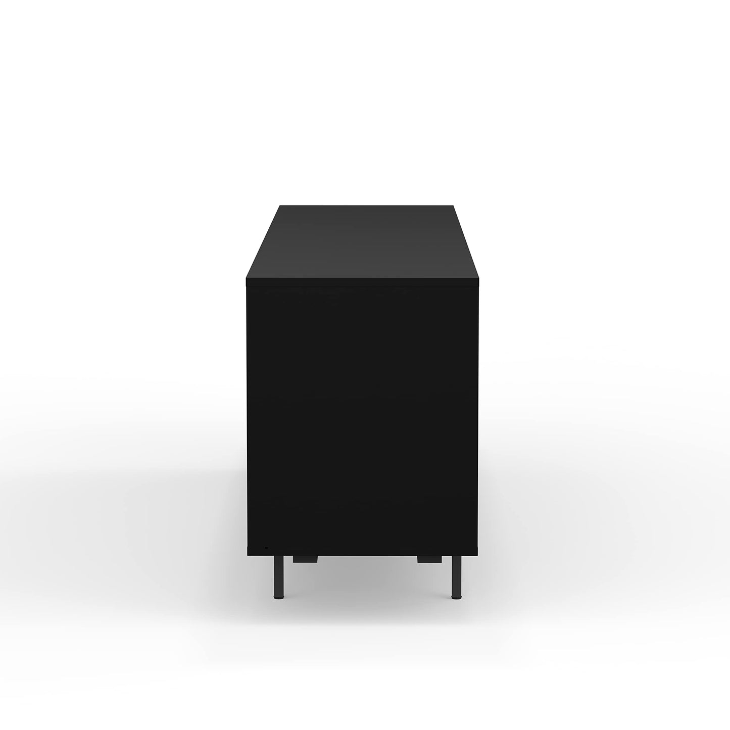 Glenwillow Home Atlas 78" x 28" Highboy Modern TV Stand Cabinet and Sideboard - Black Frame, Black Door/Drawers, Black Base - WoodArtSupply