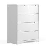 Gizoon 5 Drawers Chest, White Dresser for Dedroom with Embedded Handle, Sturdy Anti-Tripping Device, Chest of Drawers with Large Storage Capacity for Hallway, Office, Living Room Gizoon