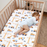 JISEN 3 Piece Crib Bedding Set Soft Baby Crib Bedding Set Construction Trucks Crib Comforter Set - Comforter Sheet Pillowcase Nursery Bedding Sets for Baby Girls or Boys JISEN