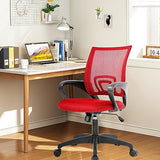 Home Office Chair Ergonomic Desk Chair Mesh Computer Chair with Lumbar Support Armrest Executive Rolling Swivel Adjustable Mid Back Task Chair for Women Adults, Red FDW