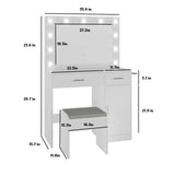 Viaozutis Vanity, Vanity Desk with Mirror, Large Drawer and Power Socket with 11 Light Bulbs and 3 Adjustable Lighting Modes, Vanity Table Ideal for Bedroom (White) Viaozutis