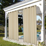 BONZER Waterproof Outdoor Curtains for Patio, Premium Thick Privacy Weatherproof Grommet Outside Curtains for Porch, Pergola, Cabana, 1 Panel, 54W x 84L inch, Cream BONZER