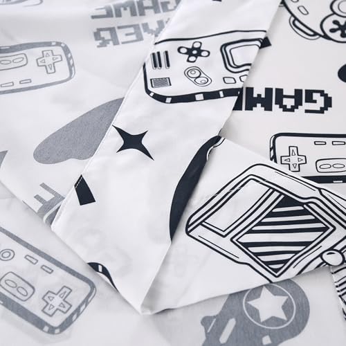 SDIII 4PCS Black and White Gamer Bedding Sheet Sets for Boys Girls Teens and Kids, Bed in a Bag Full Sheet Set, Video Game Bed Sheet Set on Amazon, Full SDIII