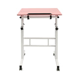 YUYANSHOP 24" Mobile Stand Desk, Small Lift Table Adjustable Standing Desk with Wheels Storage Home Office Workstation, Portable Rolling Desk Laptop Cart for Standing&Sitting (24", Pink) YUYANSHOP
