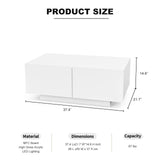 IKIFLY Modern White LED Coffee Table w/4 Drawers, High Glossy Center Table with 16 Colors LED Lights for Home Living Room IKIFLY