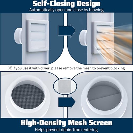 Pearwow Window Vent Kit for 3" and 4" Vent Hose,Adjustable Window Vent Panels with Louvered Vent Cover,Switchable Hood for 3"/4" Exhaust Ventilation of Dryer,Laser Engraver & 3D Printer Enclosure Pearwow