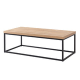 CENSI Oak Coffee Table for Living Room, 47" Modern Industrial Rectangular Wood and Metal Coffee Table with Extra Thick Tabletop(Natural Wood) CENSI