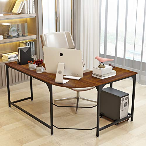 Weehom Reversible L Shaped Computer Desk, Large Corner Computer Gaming Desks for Home Office, Sturdy PC Laptop Workstation Wooden Table with Lots of Leg Room and Surface Top Space