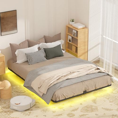 Kaelidra Full Size Floating Bed Frame with Smart LED Lights, Heavy Duty Metal Platform Floating Bed Frame, No Box Spring Needed, Easy Assembly, Noise Free Kaelidra