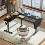 Korfile L Shaped Electric Standing Desk,63 Inch Adjustable Height Sit to Stand Corner Desk with Memory Presets, Reversible Computer Table for Home Office, Work and Study, Black Korfile