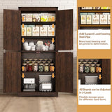 Farmhouse Tall Kitchen Pantry Cabinet with Adjustable Shelves and Barn Doors - 71" Brown Storage Solution Hlivelood