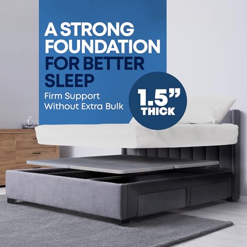 Treaton, 1.5" Split Wood Bunkie Board King Size Bed - 4-Piece Under Mattress Support, Fully Assembled, Fabric Ventilation Cover-Replaces Wooden Slats or Box Spring for Bed Frames Treaton