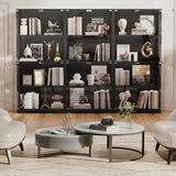 BROTTAR Display Cabinet with Glass Doors, 4-Tier Curio Cabinet&Bookcase with 3 Color Light for Collectibles, Toys, Books, Glass Storage Cabinet, Black BROTTAR