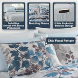 Madison Park Twin XL Comforter Set with Sheets, Floral Bed in A Bag Soft Microfiber Comforter for Twin XL Size Bed, All Season Lightweight Comforters Twin XL Bed Set, Alexis, 6 Piece Blue Madison Park