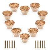 Pletpet 10 Packs Boho Rattan Dresser Knobs, Wood Knobs for Dresser Drawers Boho Dresser Handles Dresser Pulls Dresser Knobs Wood Rattan Drawer Knobs Drawers Wooden Door Knobs with 10 Screws Pletpet