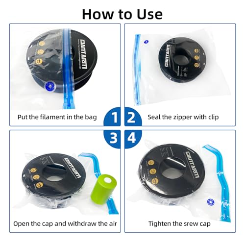 GIANTARM Filament Storage Bags Kit, 10pcs 0.26mm Filament Vacuum Bags with Electric Pump, 3D Printer Filament Storage, 39.5x32.5cm (No Battery) GIANTARM