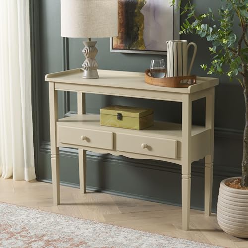 SAFAVIEH Home Collection Araminta Sand 2 Lower Drawer Console Table for Entryway, Living Room, Foyer SAFAVIEH