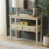 SAFAVIEH Home Collection Araminta Sand 2 Lower Drawer Console Table for Entryway, Living Room, Foyer SAFAVIEH