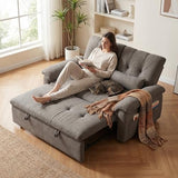Vakdle Loveseat Convertible Sofa Bed, Pull-Out futon Couch,3 in 1 Sleeper Bed with Reclining Backrest and Storage for Bedroom Living Room Apartment (Grey, 47.24") Vakdle